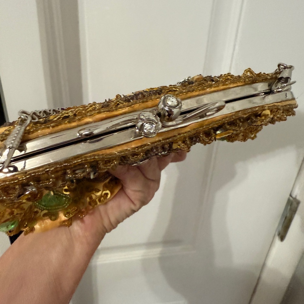 Embellished Gold, Amber‎ and Green Women's Evening Bag - Picture 6 of 7